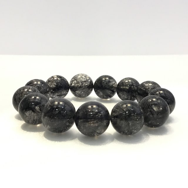 천연원석 흑침수정 블랙루틸쿼츠 팔찌 56g AAAA 14.5mm 둘레 17cm (1점)