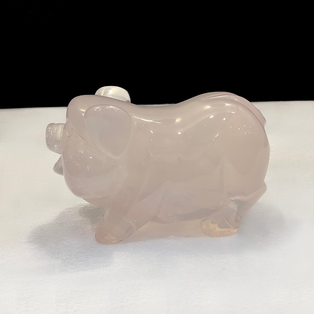 천연원석 관상용 로즈쿼츠 돼지 133g h4x6.5cm (1점)