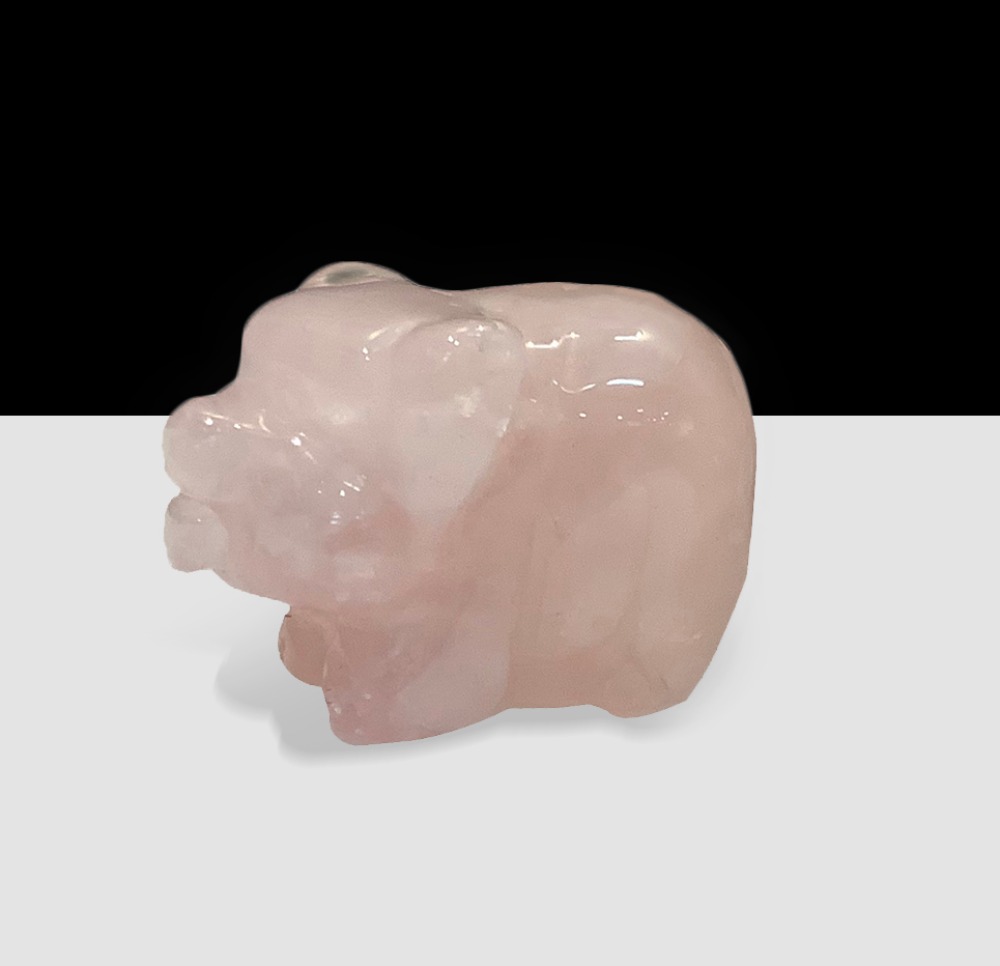 천연원석 관상용 로즈쿼츠 돼지 40~42g h2.5x4cm