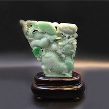 천연 원석 비취 조각작품 관상용 5월탄생석 JADE 경옥 h13x12x2.5cm (1점)