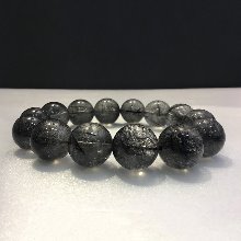 천연원석 흑침수정 블랙루틸 쿼츠 원석 팔찌 90g AA 16~16.5mm 20cm (1점)